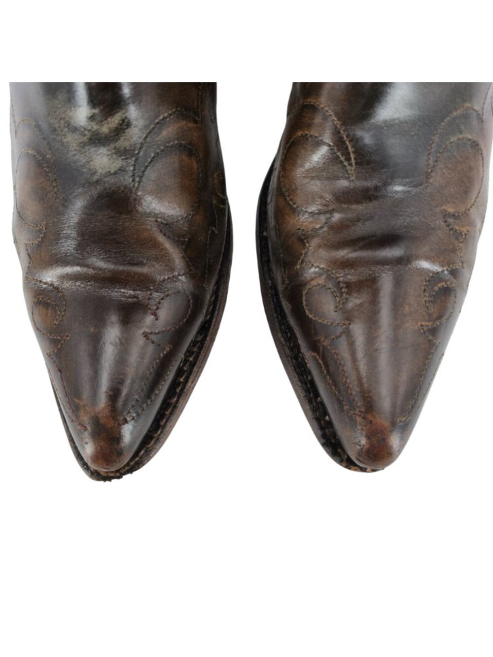 Vintage Unbranded Cowboy Western Boots Mens size 9D Brown Leather Distressed - Picture 13 of 13